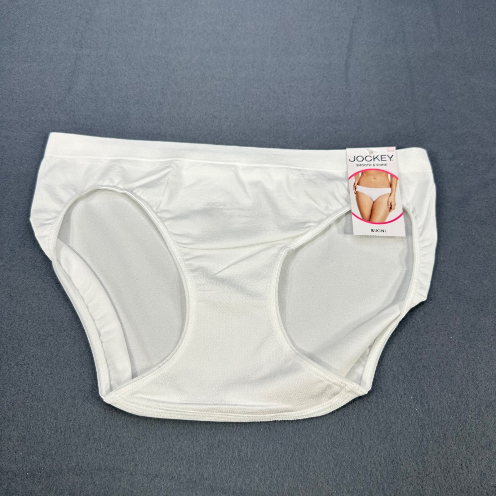 Jockey Womens Size Medium 6 Panty Bikini Smooth And Shine Stretch White New