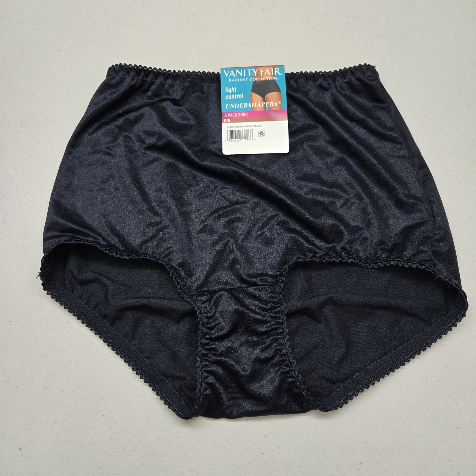 Vanity Fair Women Brief M/6 Black Radiant Collection Undershapers NWT