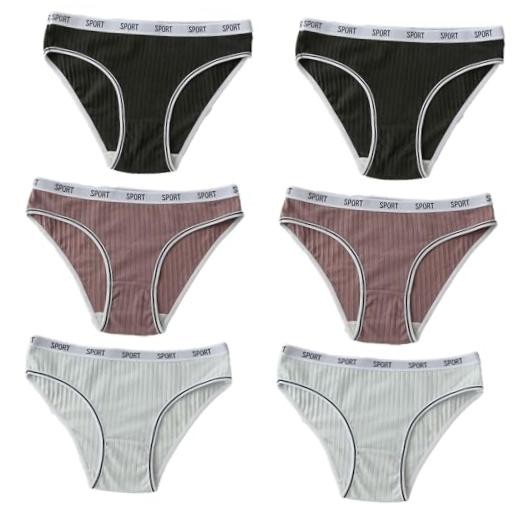 Cotton Underwear High Cut Bikini for Women Small 6pcs-black/Light Blue/Purple