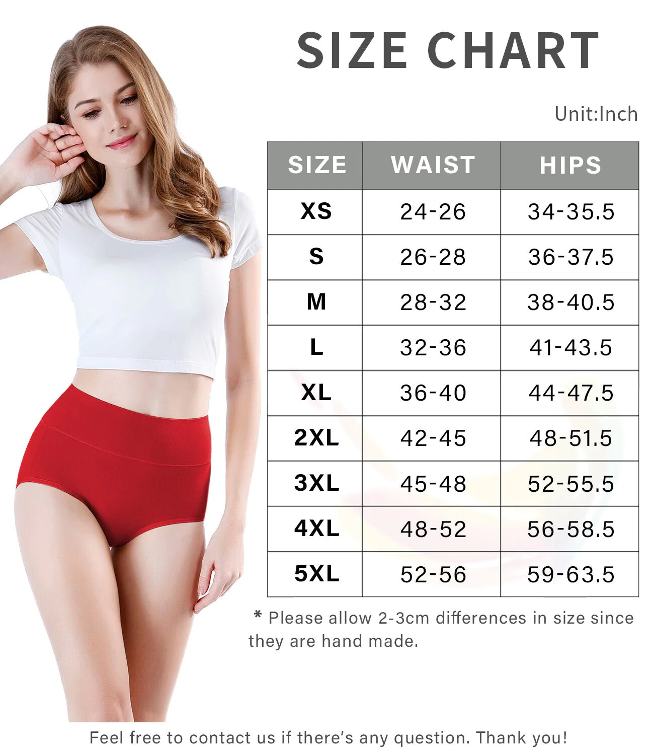 wirarpa Womens High Waisted Cotton Underwear Full Brief, ALL SIZES 4 Pack
