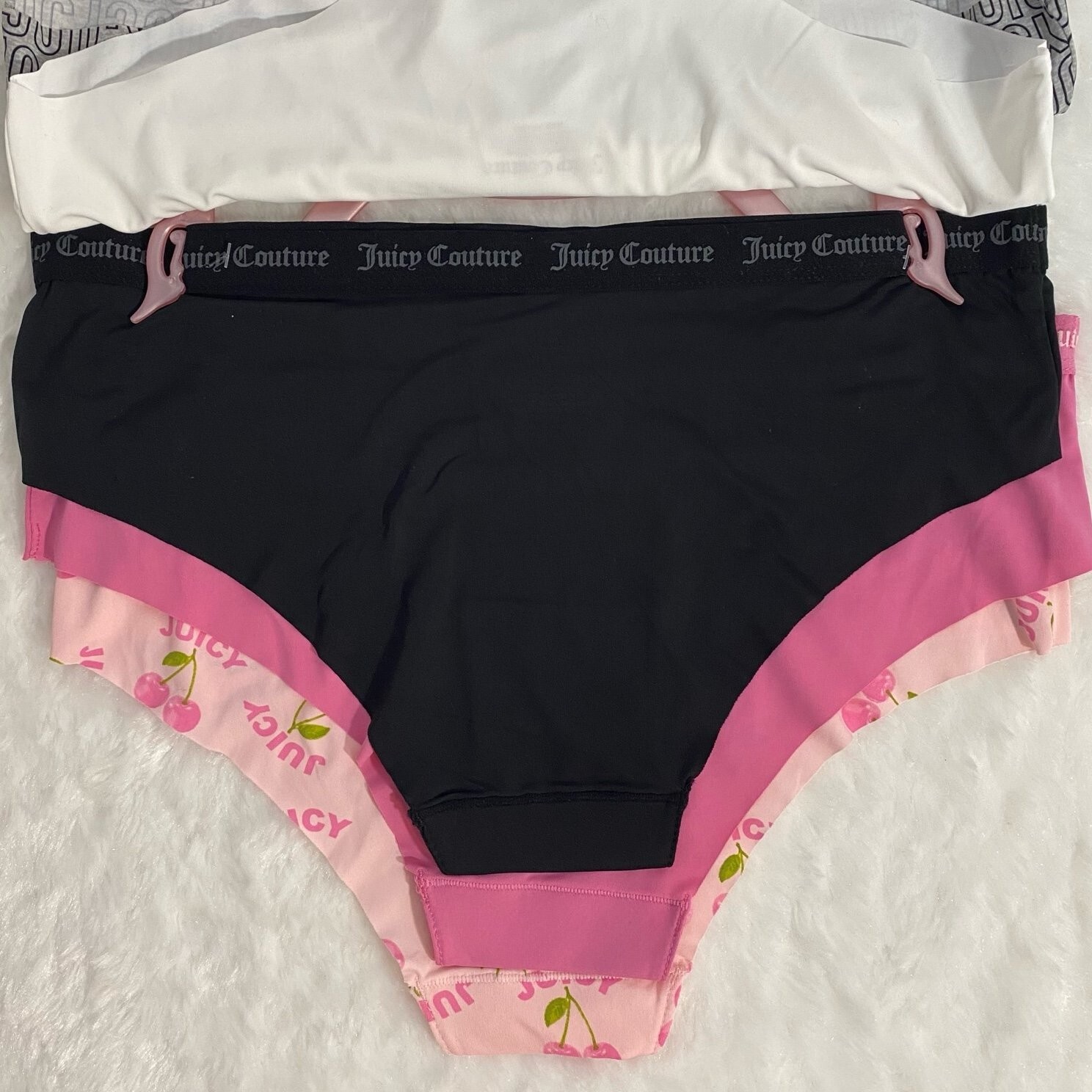 Juicy Couture Bikini Brief Pink, Black, White, Gray Logo 5 Panties Set Size S