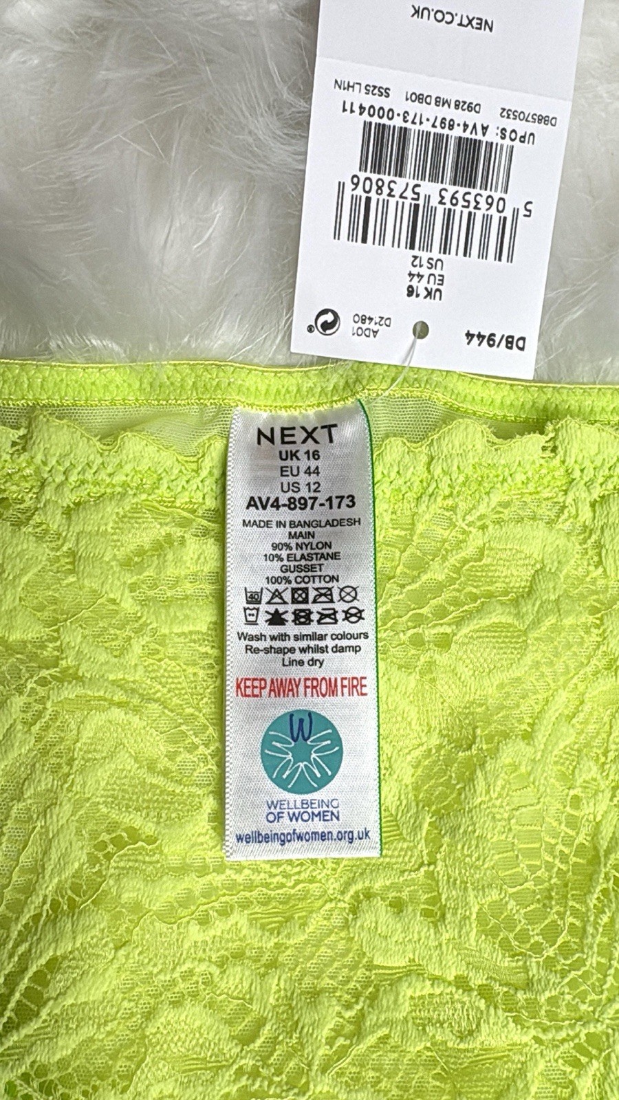 VALENTINE’S GIFT SET – NEXT HIGH-LACE KNICKERS – 2 PCS – UK16 – BLUE/GREEN