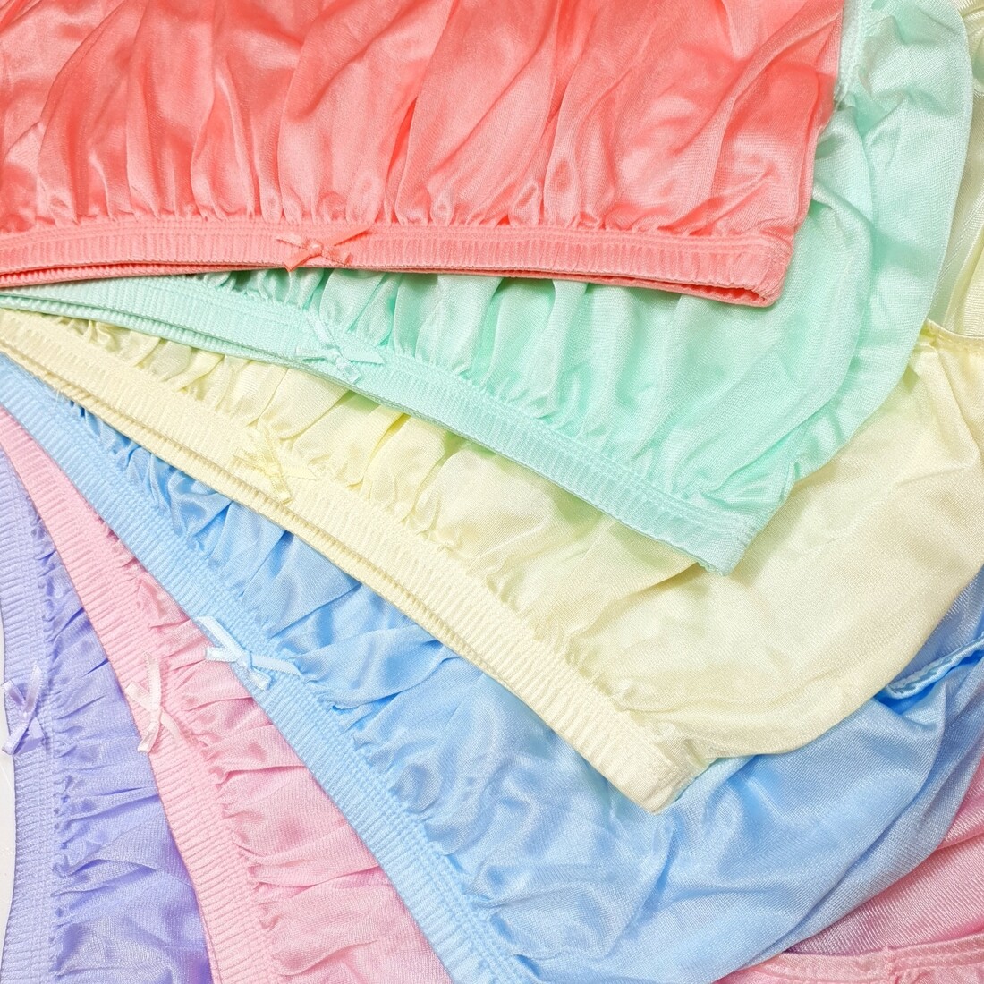 6x Vintage Nylon Panties Bikini Underwear Granny Sheer Gusset Mushroom Size L Ne