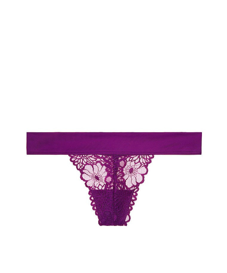 Victoria’s Secret PINK Smooth Lace Thong Panty Deep Purple