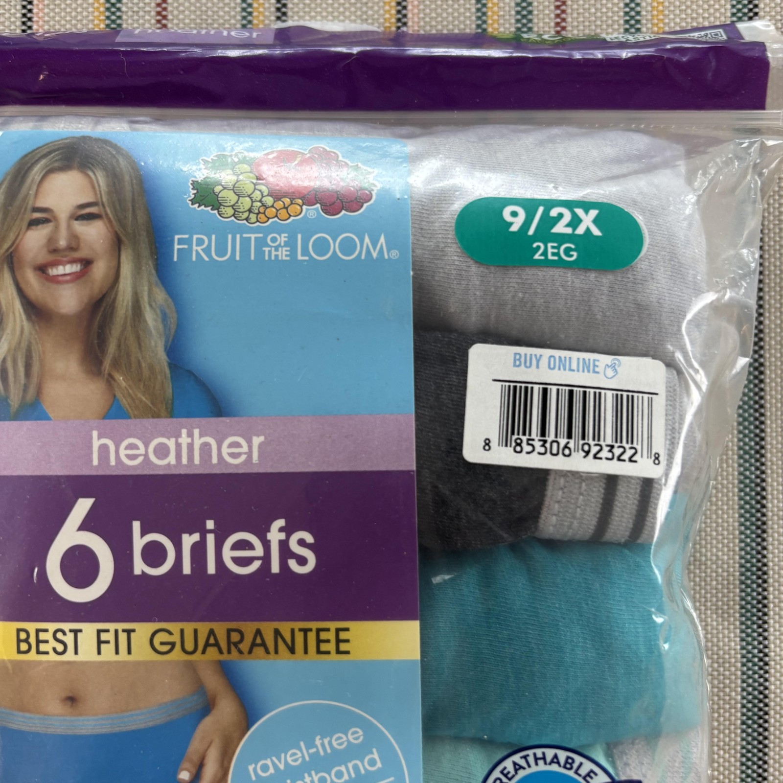 Fruit of the Loom Briefs Womens 2XL 6 Pack Heather Assorted Colors Cotton Blend