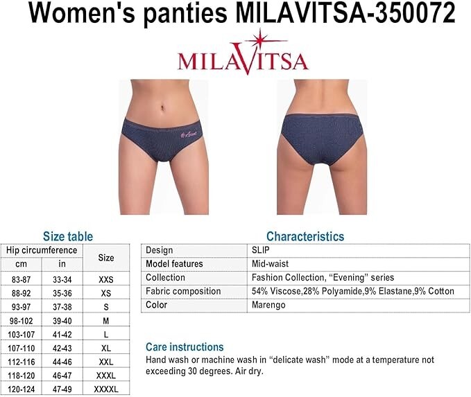 MILAVITSA-350072 Women’s Panties Made of Viscose, Slip, Fashion Collection