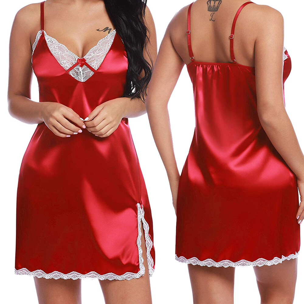 Red Women’s Sexy-Lingerie Babydoll Sleepwear Underwear Lace Dress Nightwear US
