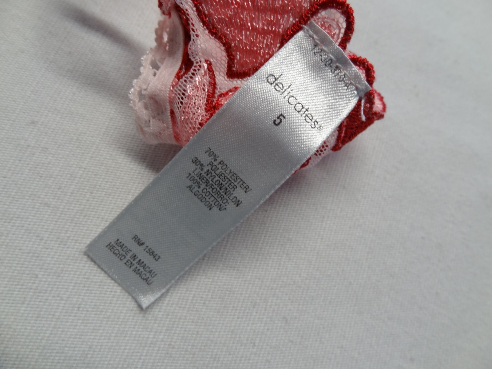 NWT Delicates 5 Fashion Heart Thong Panty Valentines Day Mesh Powder JCPenney