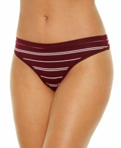 Alfani Ultra Soft Mix and Match Bikini Underwear Maroon Red Stripe XL New