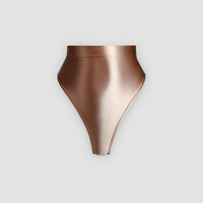 Women Sexy Shiny High-Waisted Panties Glossy Gymnastics Briefs Inner Outer Wear