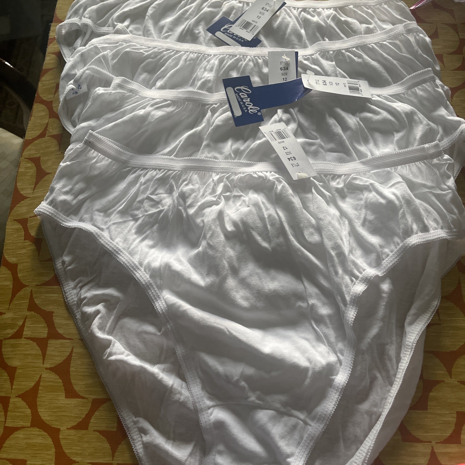 Carole Flattering Fit Undies Size 12 Cotton Hi -cut 4 Pair White 634