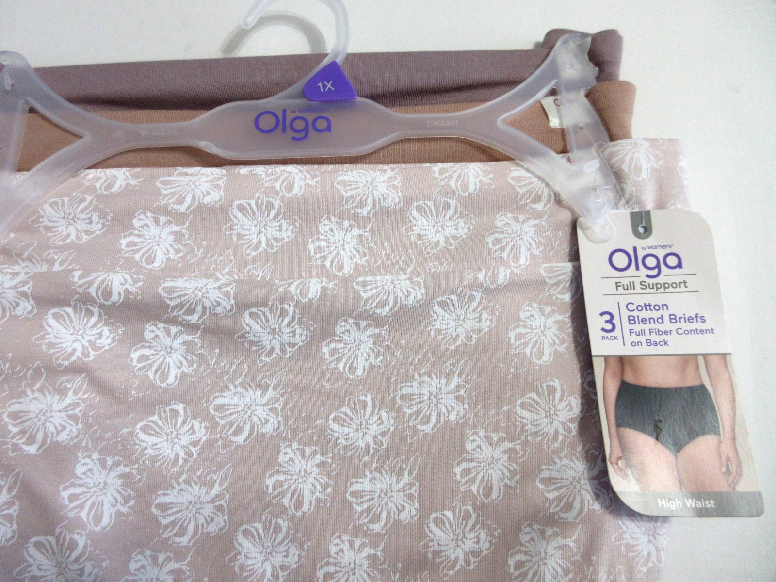Warners Olga BRIEF 3-Pair High waist Dig Free support panties cotton ~ 1X $30