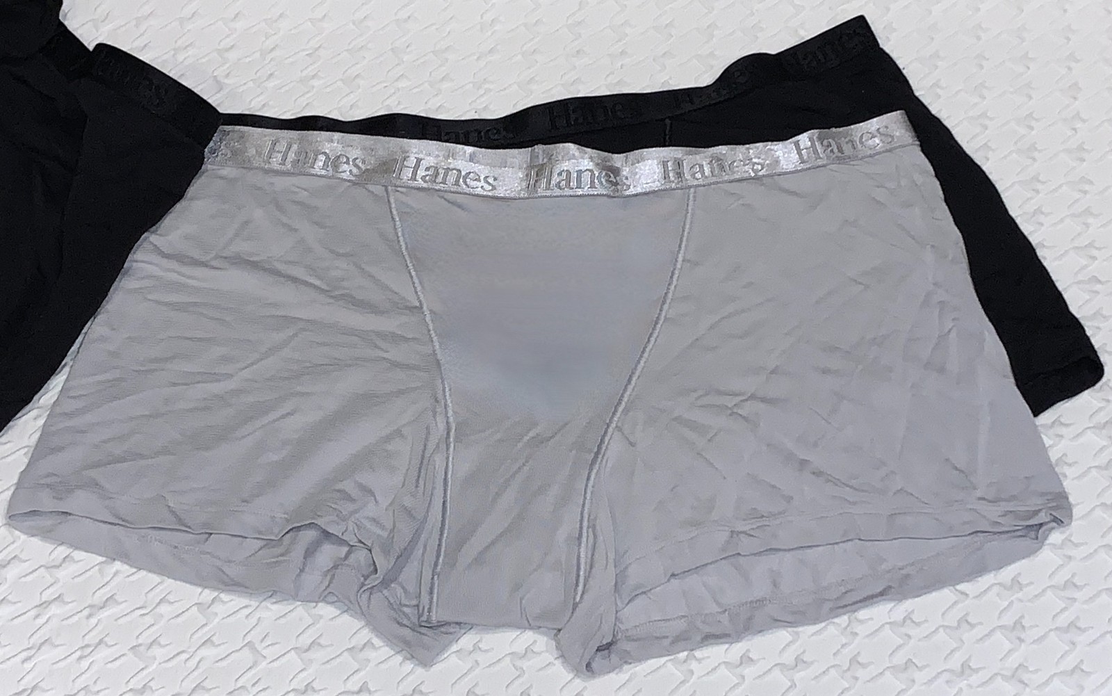 HANES 3 Pk Ultimate Supersoft Black Silver Boxer Brief Panty Womens Sz L 7 2XL 9