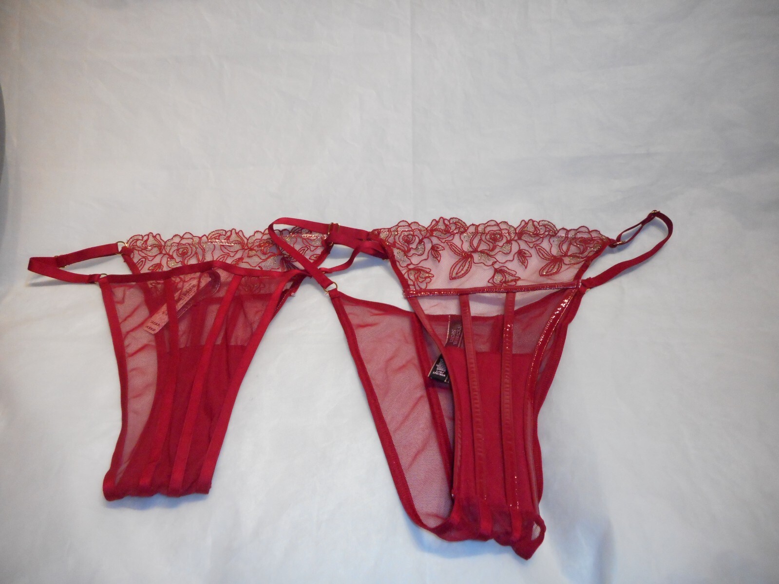 Victoria’s secret Very Sexy Floral Red Brazilian Slip Panty Large & MEDIUM