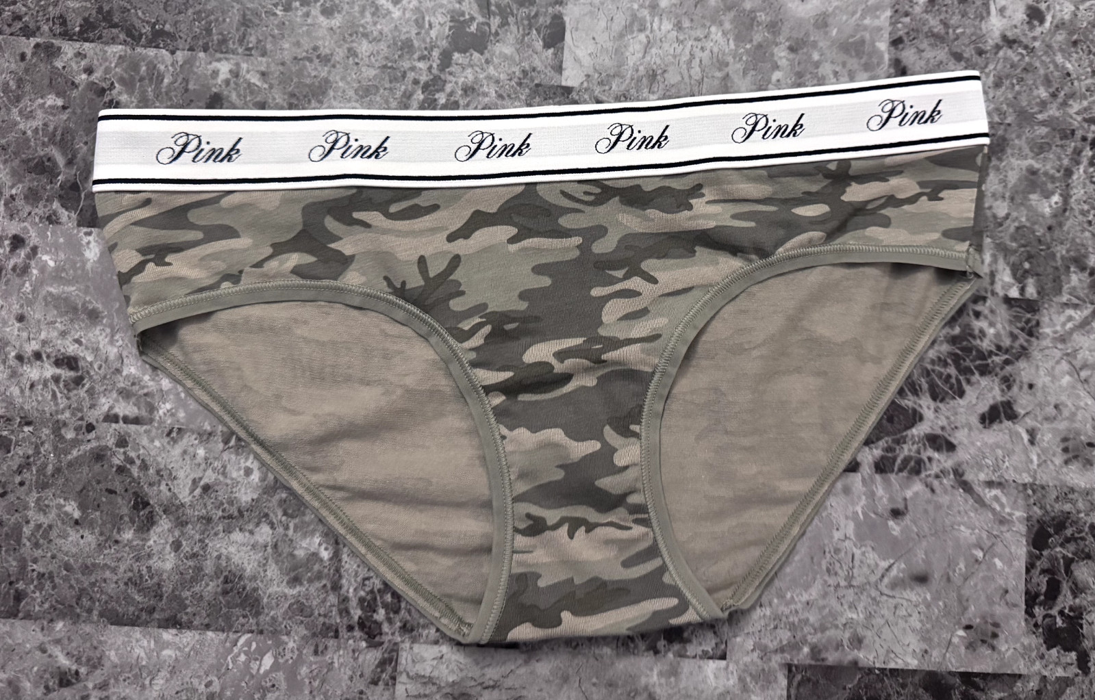 NWT VICTORIA’S SECRET PINK CAMO CAMOUFLAGE THICK WAISTBAND HIPHUGGER PANTIES
