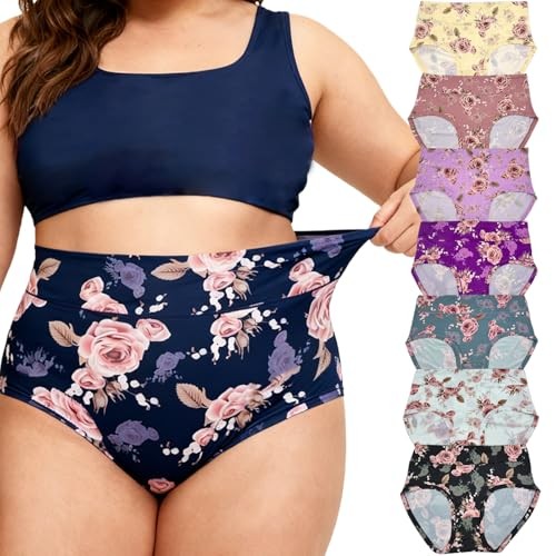 Womens Underwear XL-5XL Plus Size Ladies 3X-Large 7 Pack Underwear Rose Floral