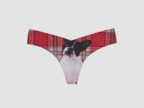 $85 Commando Women’s Red Printed Photo Bully Realistic Thong Bottom Size S/M