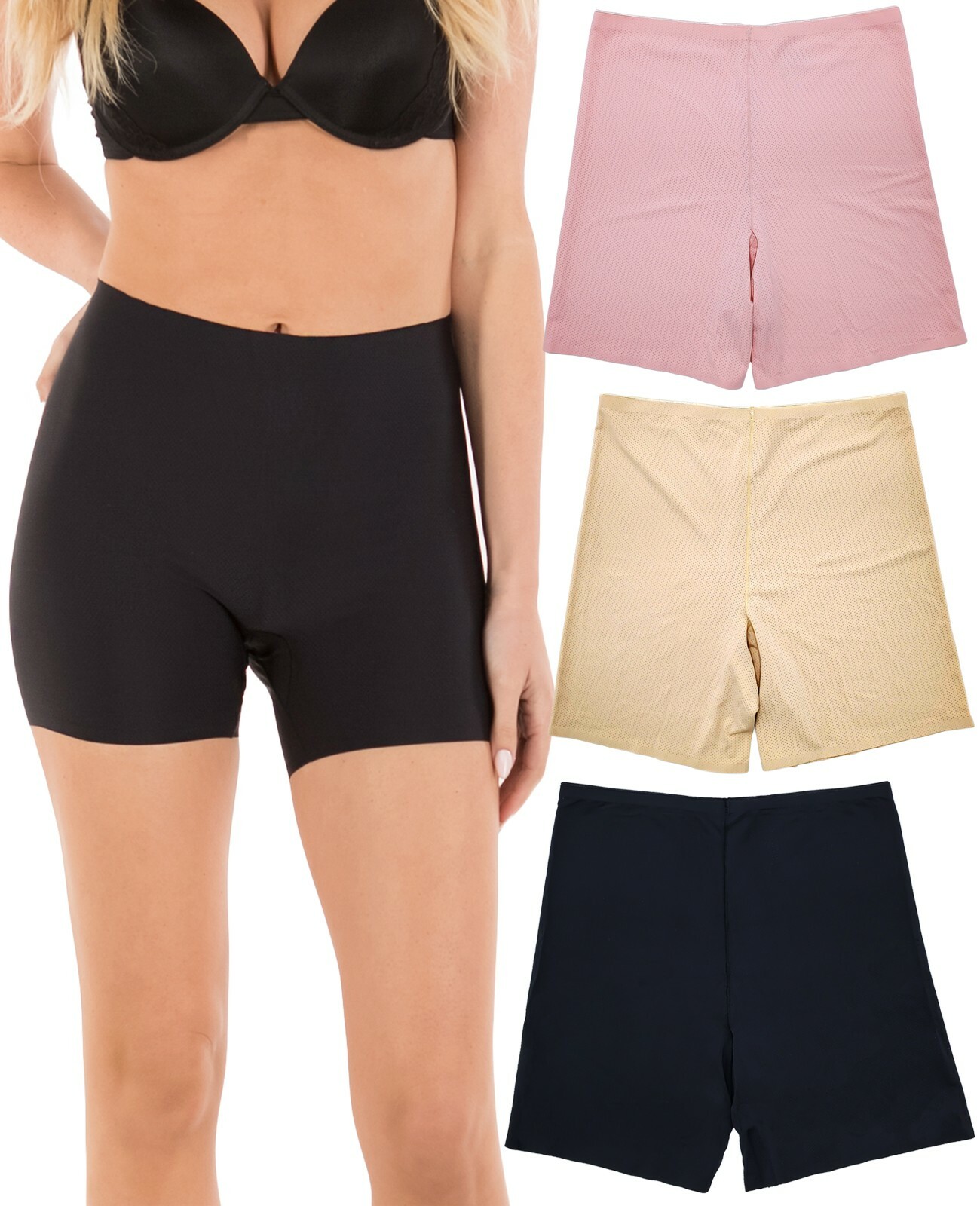 Barbra Women Invisible Seamless Performance Mesh Boyshort Boxer Brief Panties