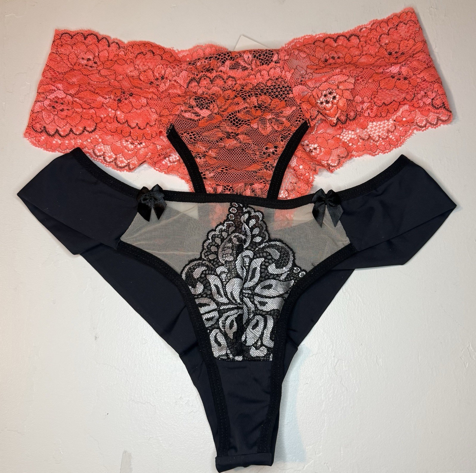 Brazilian Panties Size Medium Color Black/orange And Black/silver