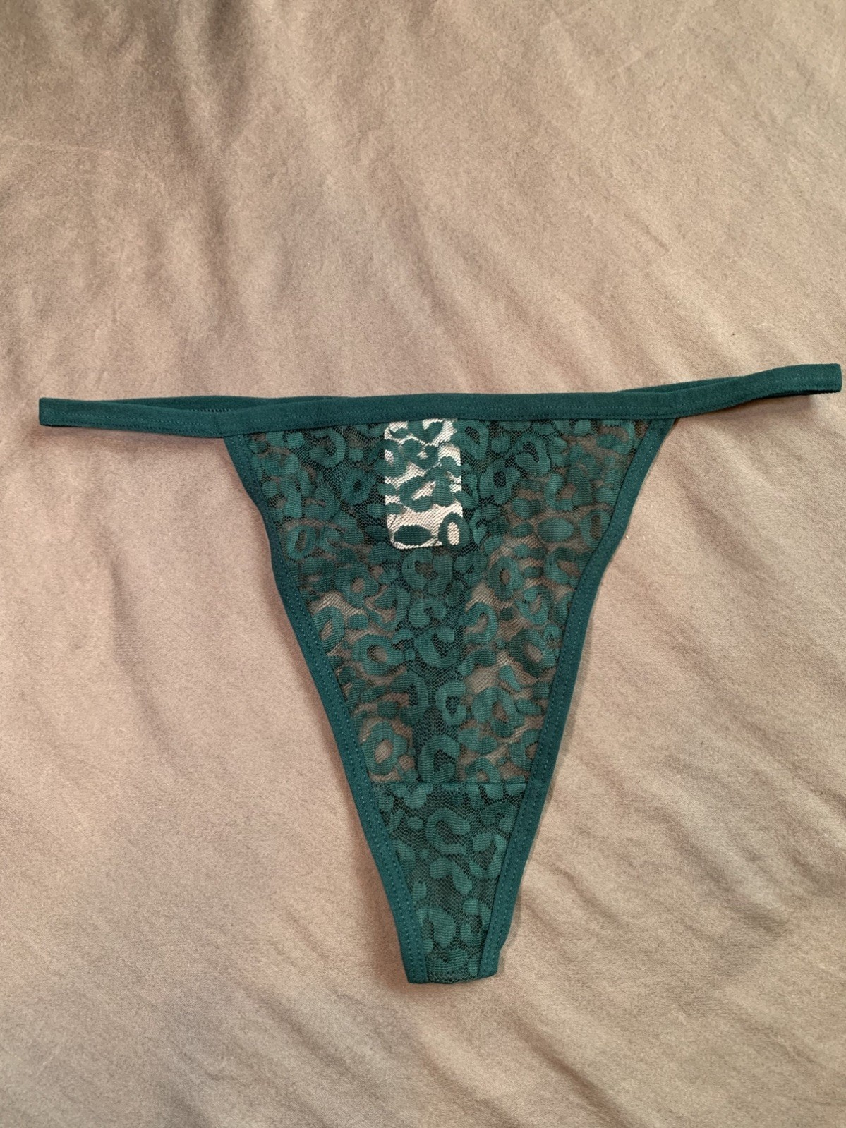 New Green Sheer Mesh Animal Print Thong Panties XL