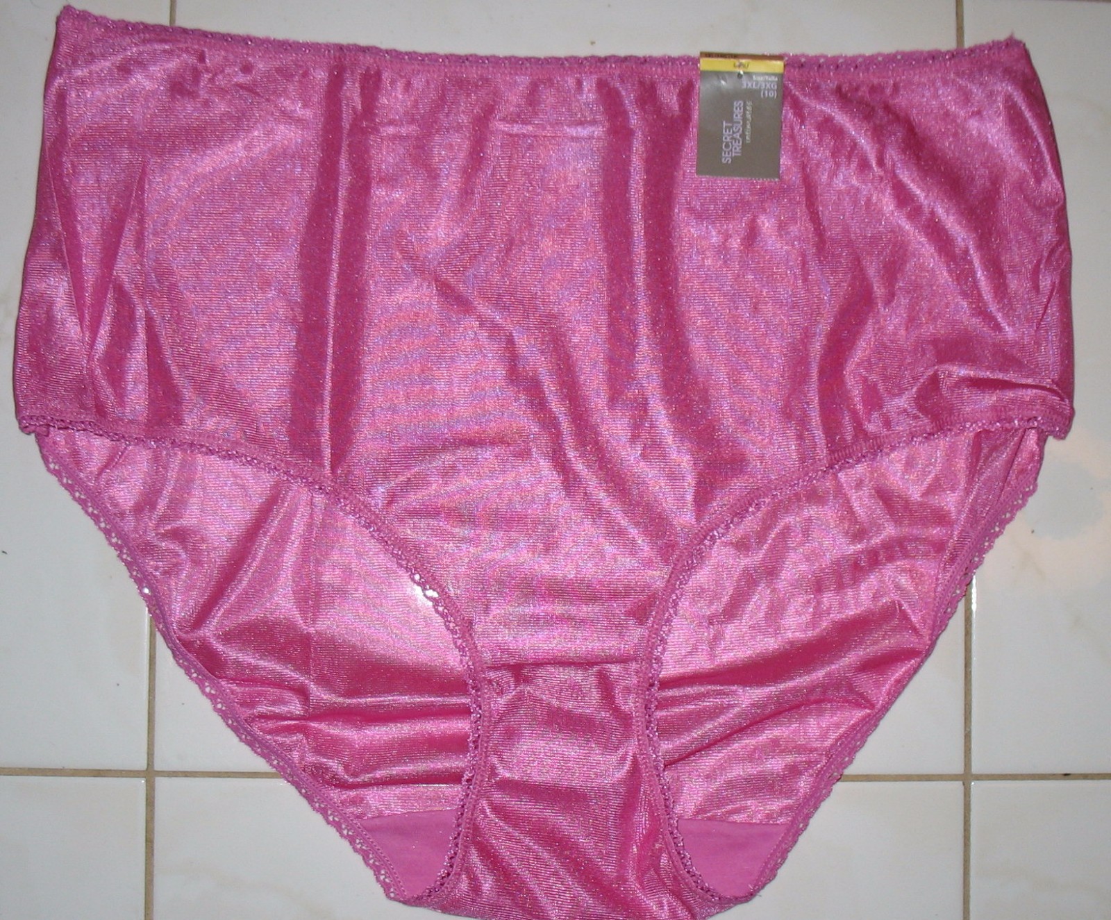 SECRET TREASURES – NEW PINK – 3XL 10 – 100% POLYESTER PANTY BRIEF – 7″ SIDES
