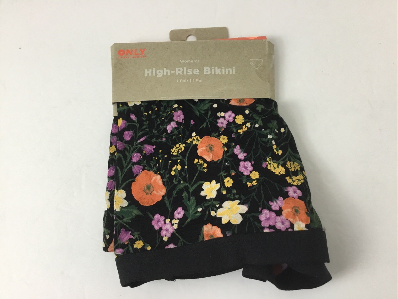Old Navy High Rise Bikini Underwear Cotton Blend Floral Size XL Tropical NWT