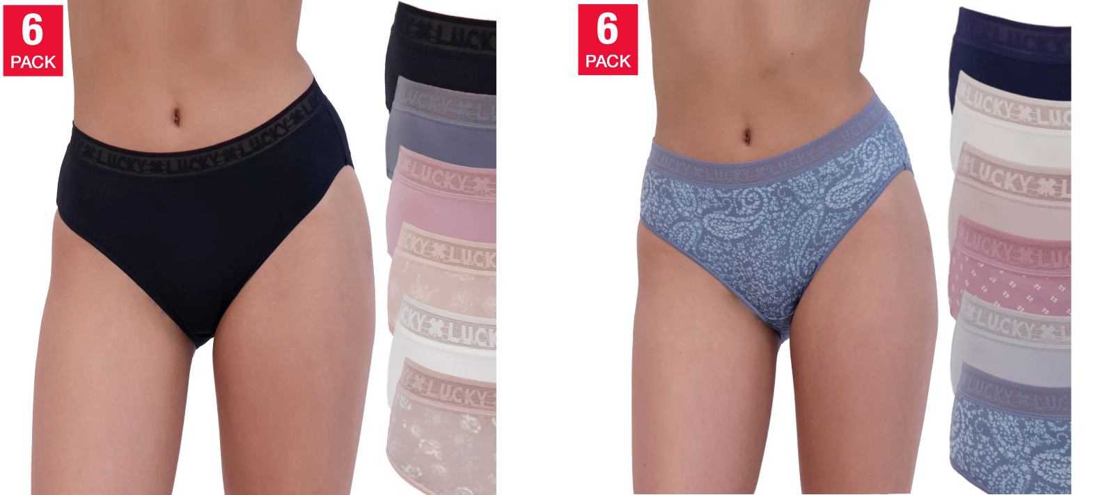 Lucky Brand Women’s Hi Cut Panties 5 or 6 Pack