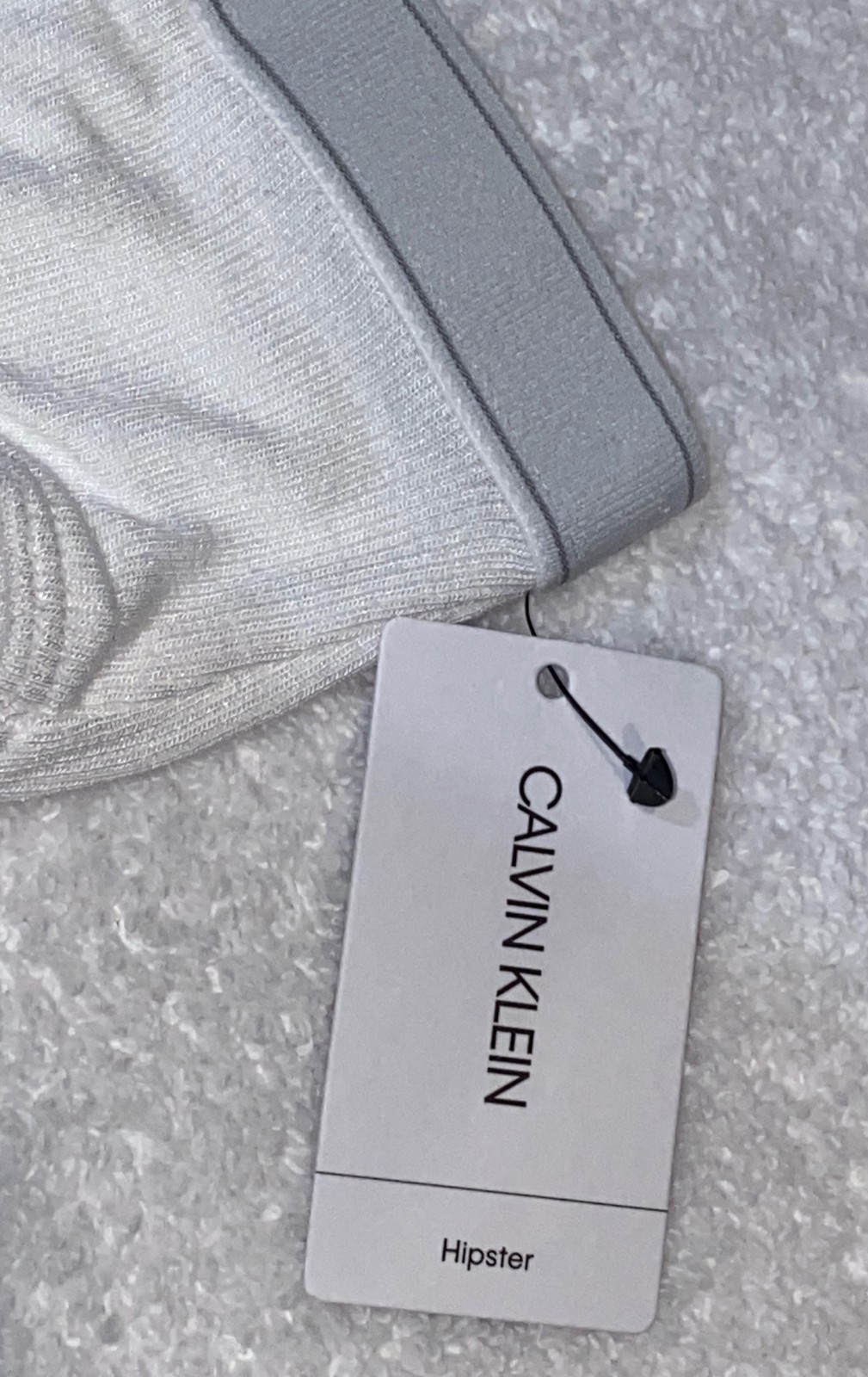 CALVIN KLEIN Pure Ribbed Soft Modal White Grey Hipster Panty Womens S 5 L 7 XL 8