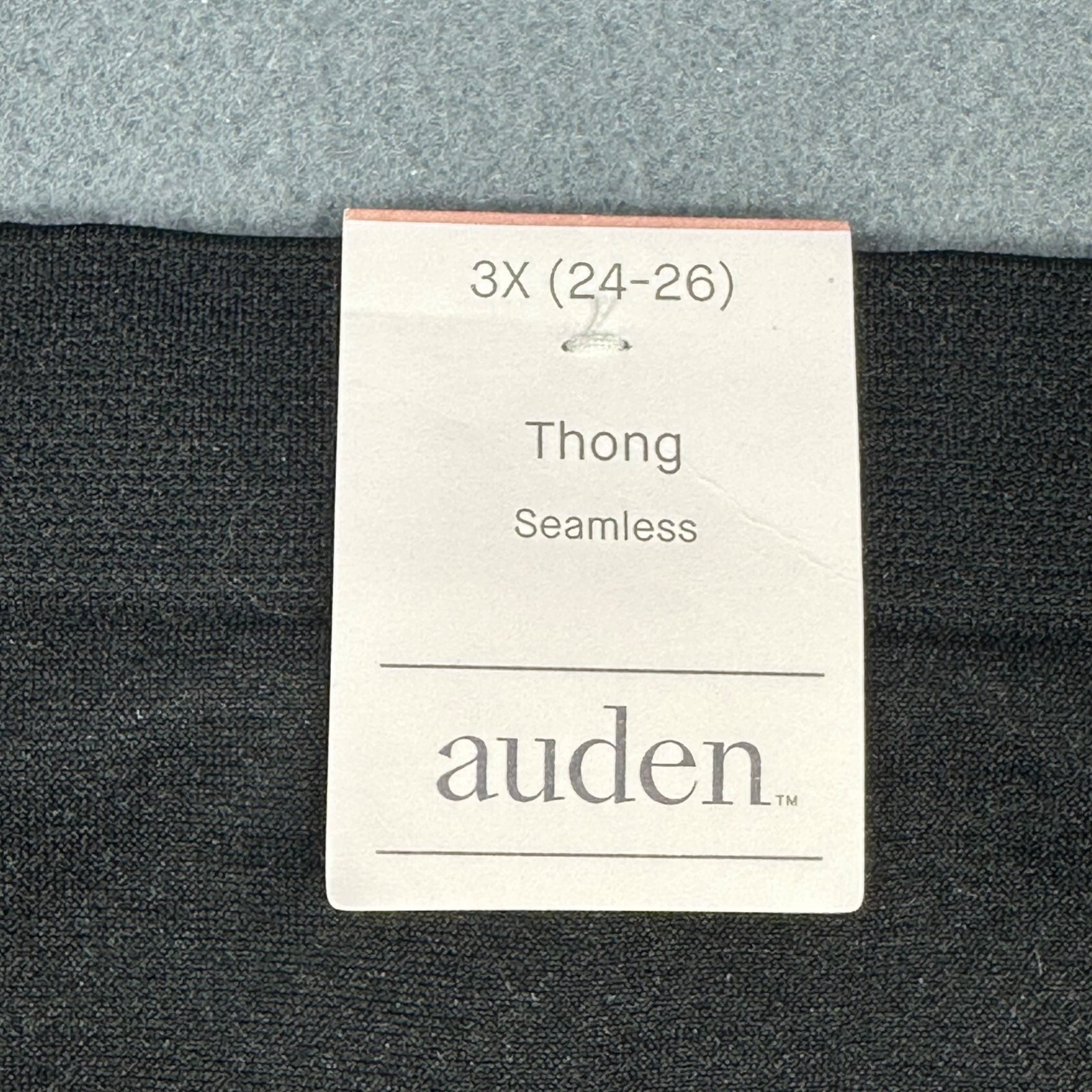 Auden Womens Size 3X 24-26 Panty Thong Seamless Thong Black New With Tags