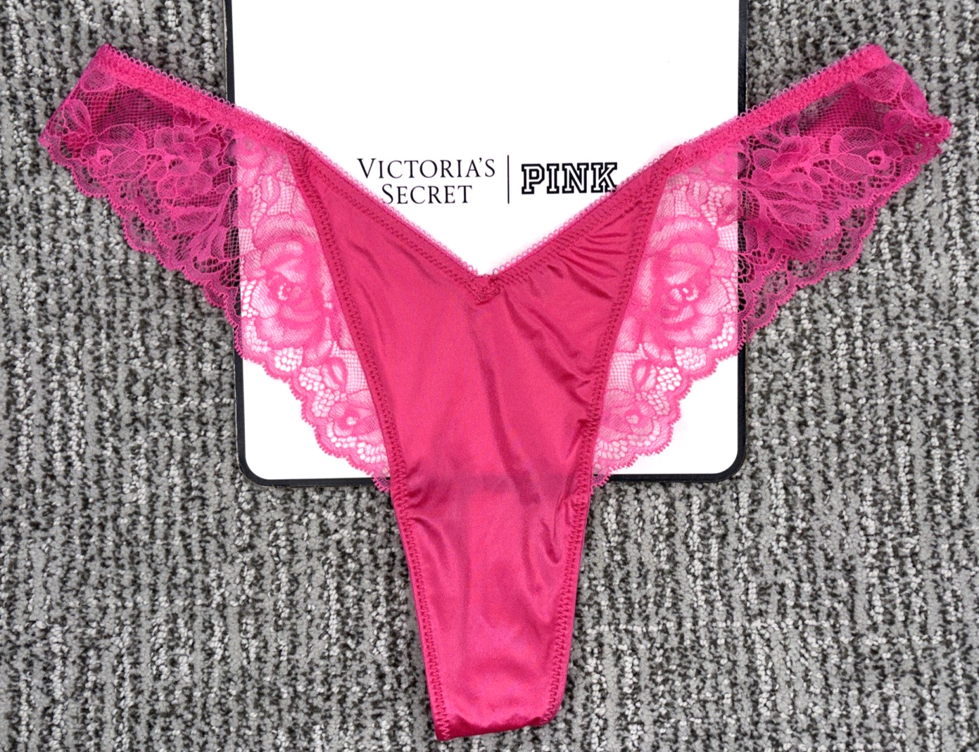 Victoria’s Secret Very Sexy NWT Small Pink Lace Trim High Leg Thong Panty