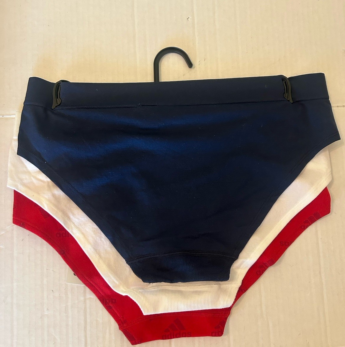NWT adidas Women’s Seamless Hipster Underwear 3-Pack Red/White/Indigo Sz Medium