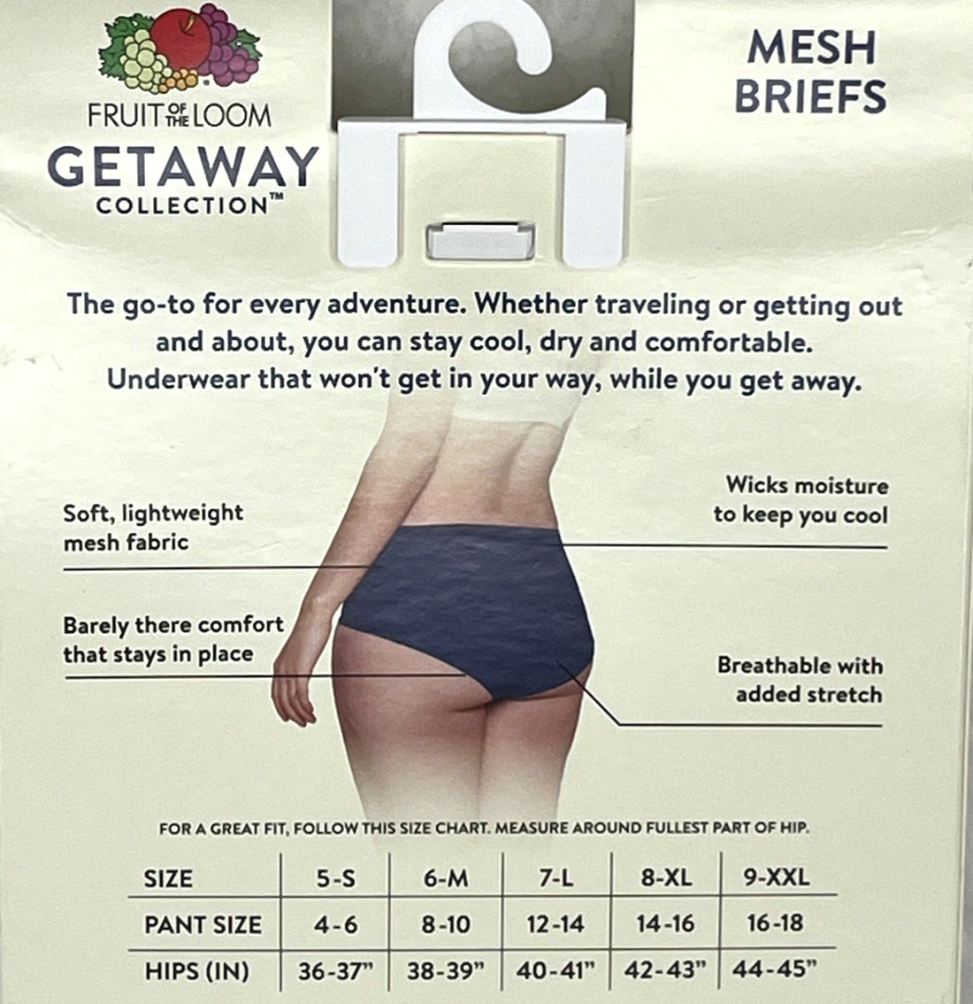 Fruit of the Loom Getaway Women’s Briefs Mesh SZ 5 Small 4-Pk Cooling Quick Dry