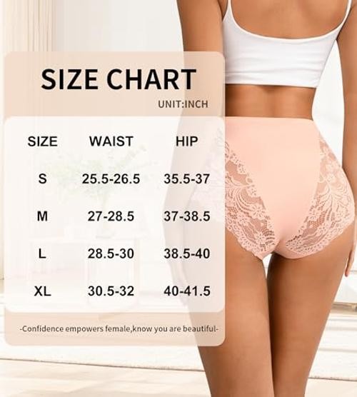 Sexy Lace Underwear for Women – High Large 3 Pack, Black,white,skin Color