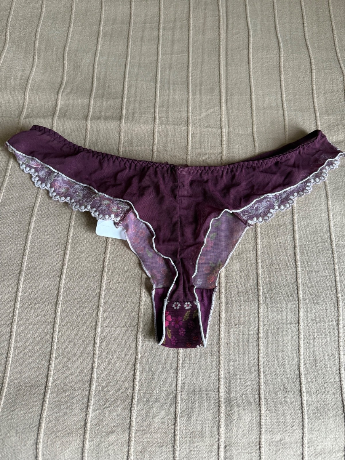 PARFAIT LACE THONG PANTIES, L, NEW