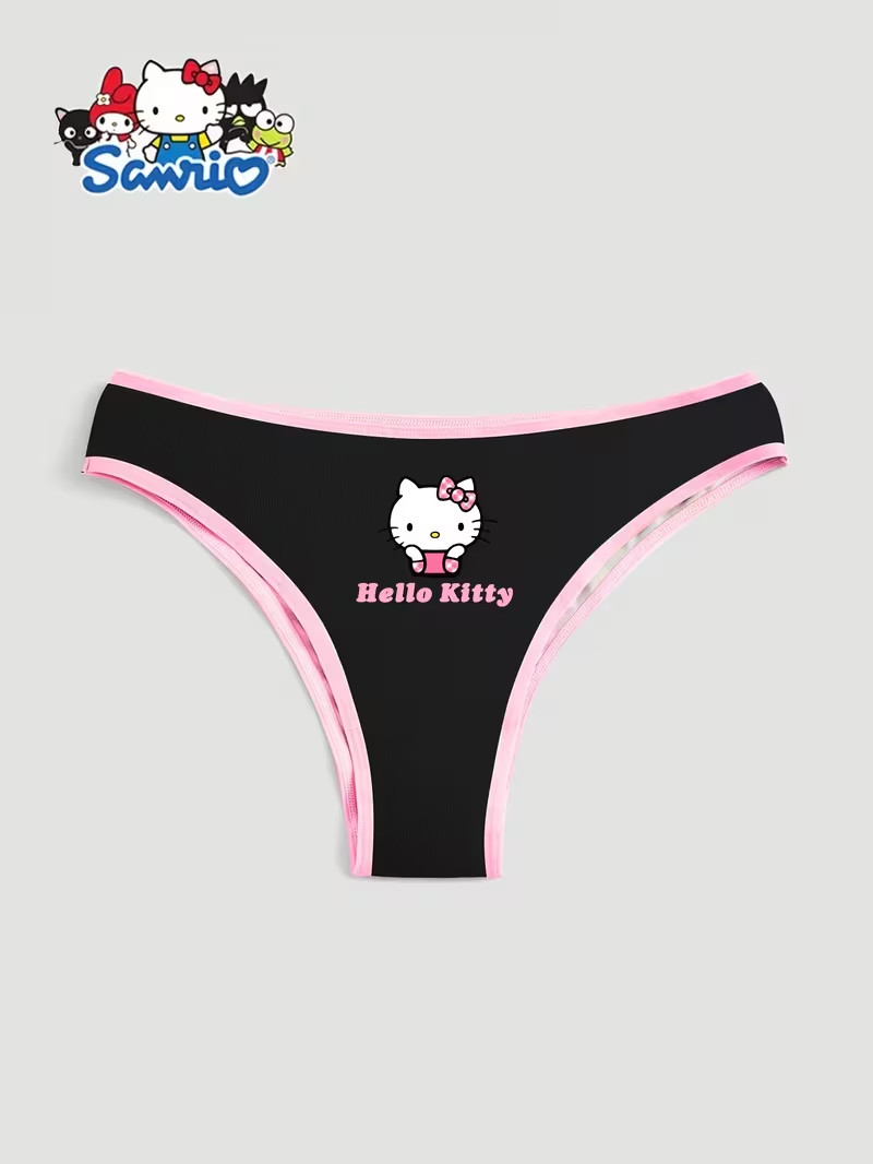 Women’s Sanrio Hello Kitty & Friends Black Kawaii Y2K Cute Bikini Panties