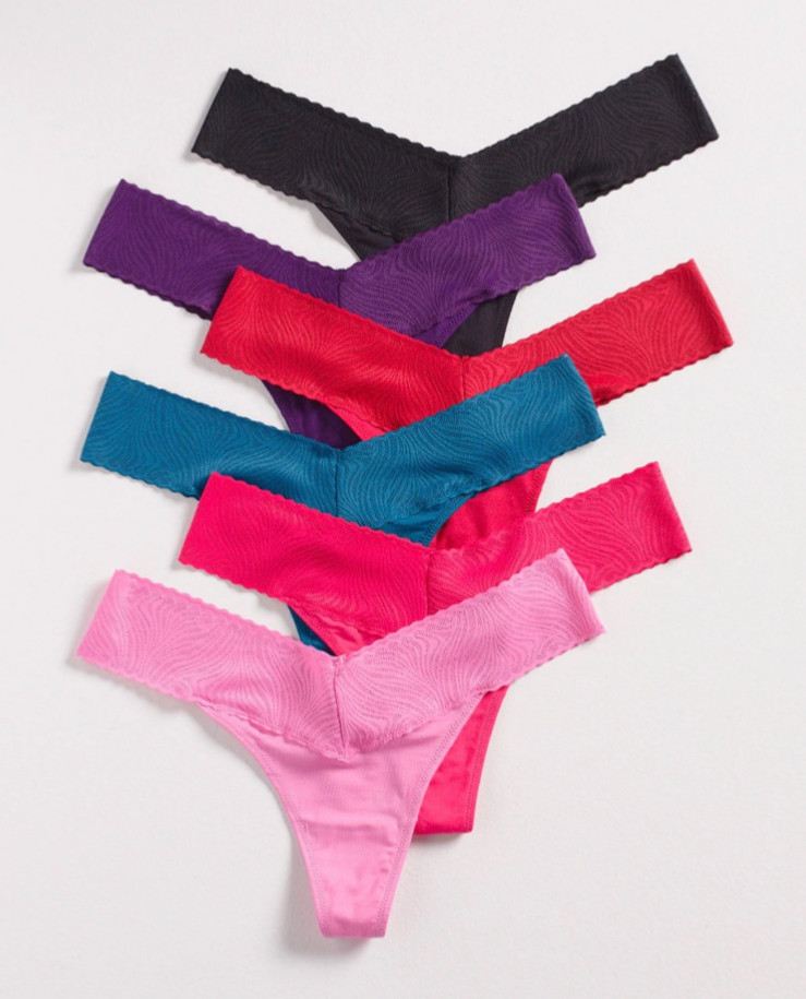 Soma Embraceable Lace Thong L Lot of 6 Blackberry Variety Pack
