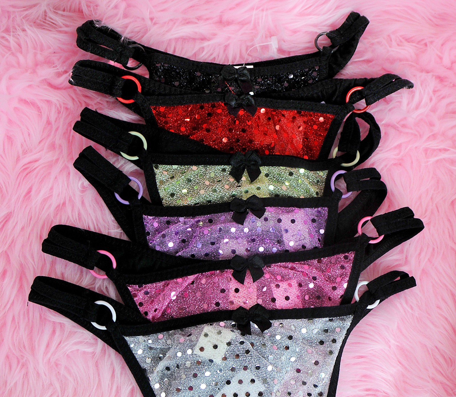 Sissy Metallic Lamé Sequin Sheer String Sexy 6 colors Thong panties sz 5 6 7