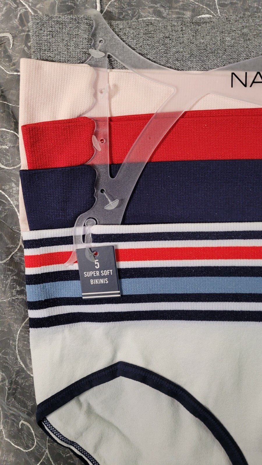 Nautica 5 Super Soft Bikini Briefs L White, Navy Blue, Red, Pink Gray SHIPS FREE