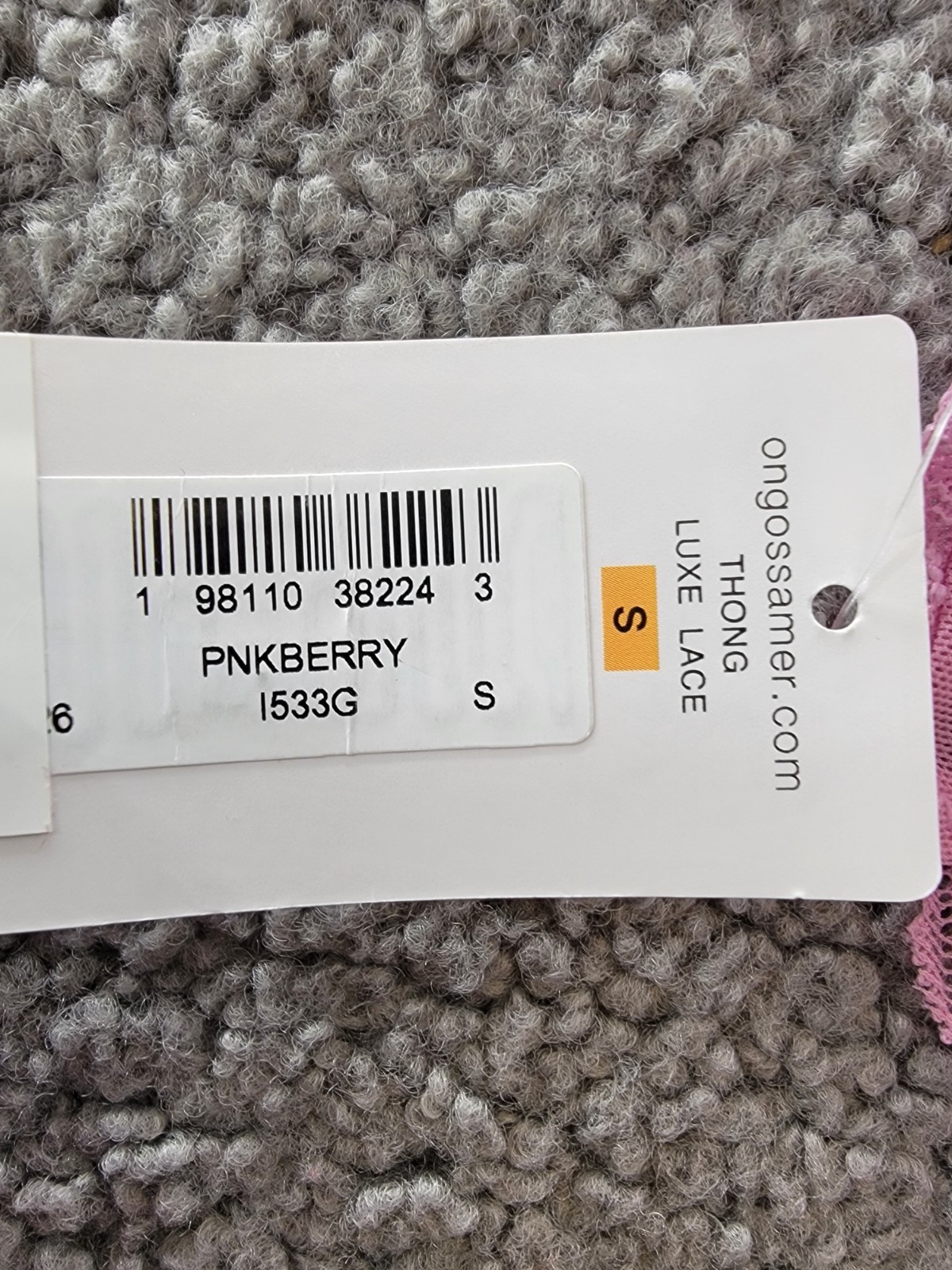 On Gossamer Luxe Lace Scallop Edge Thong Women’s Small Pink Berry Pull On