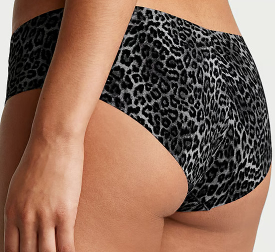 XXL NOIR Black Grey Leopard NO SHOW Smooth Victorias Secret Hiphugger Pantie