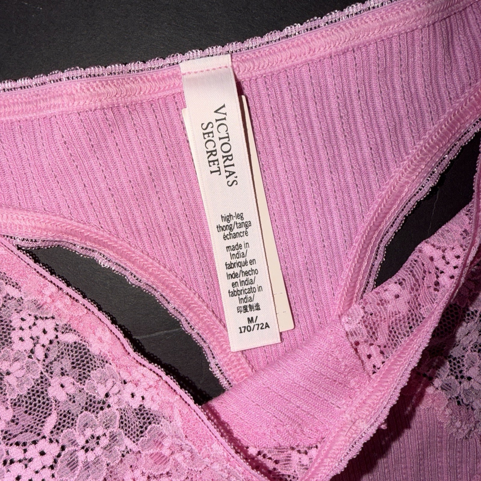 Victoria’s Secret M thong panty+M/L GARTER Belt PINK sugar Floral Embroidered