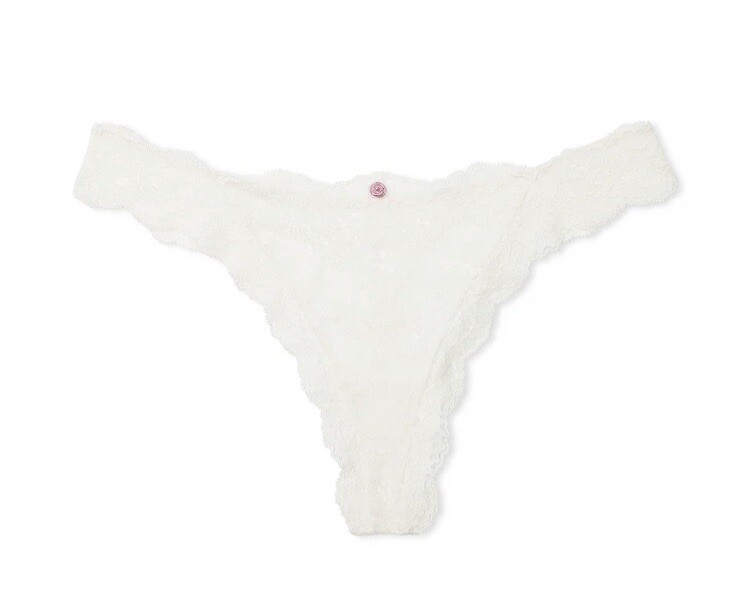 VICTORIA’S SECRET DREAM ANGELS COCONUT WHITE LACE THONG PANTY SIZE M MEDIUM NEW