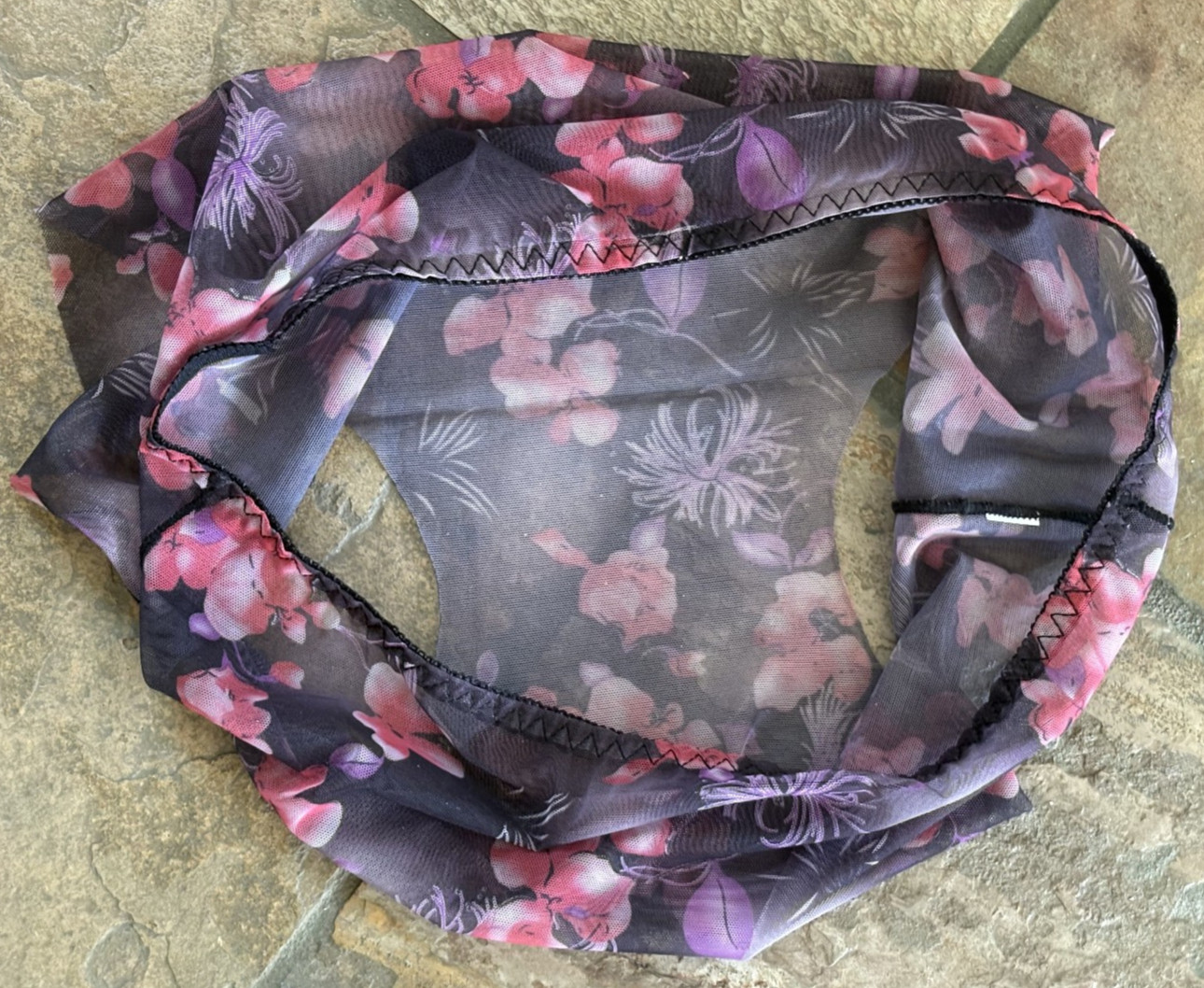 Ultra See Thru Large Sheer Black & RED Floral Retro Brief Panties No Gusset NEW