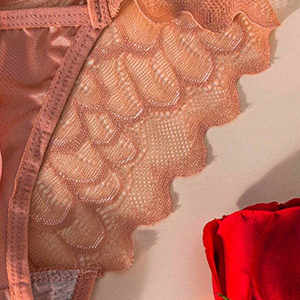 Lovely Female Underpants with Lace Satin Mix Mid Waist Butterfly Detail