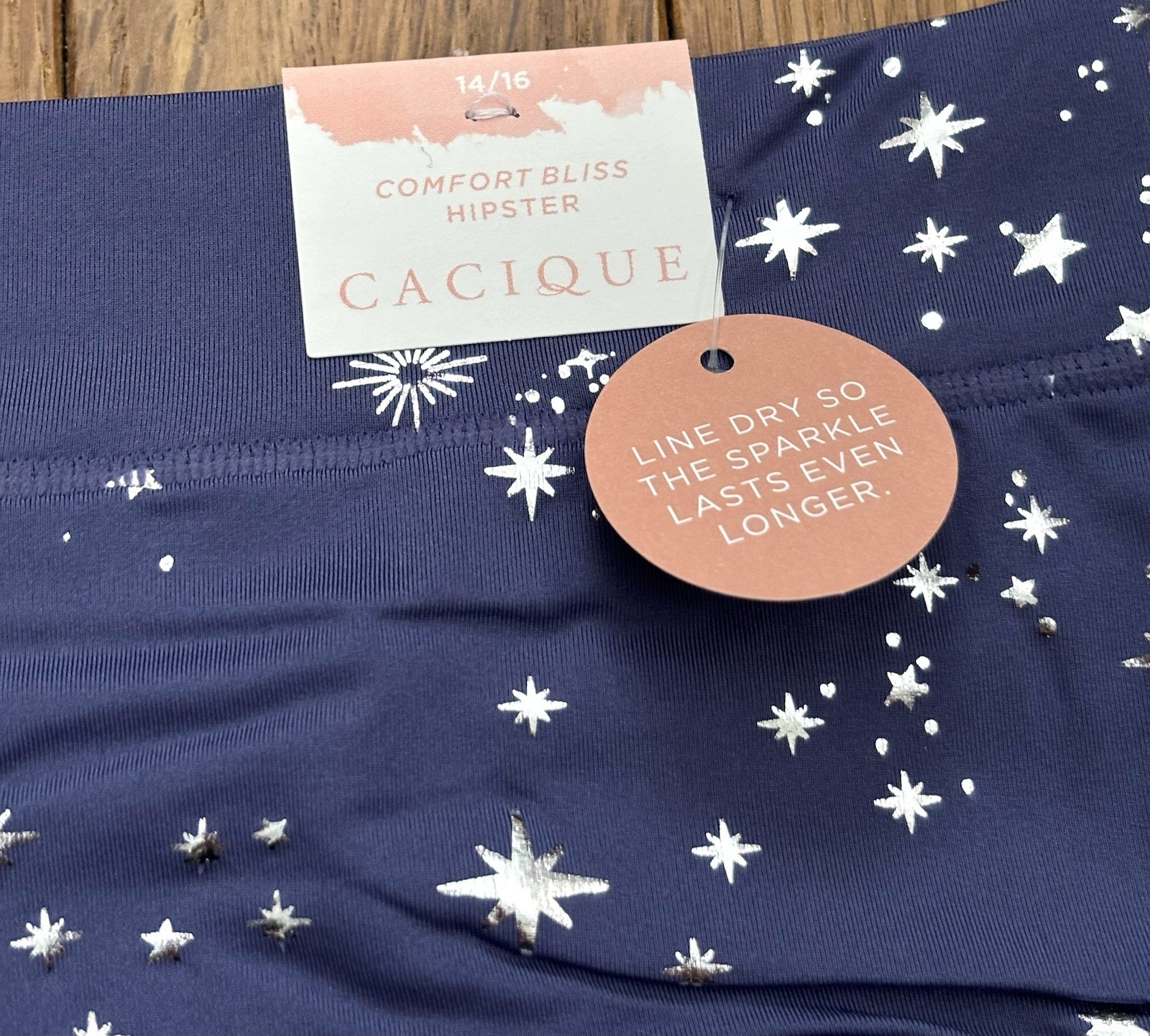 Plus Size 14/16 Lane Bryant Cacique Comfort Bliss Hipster Violet Silver Stars
