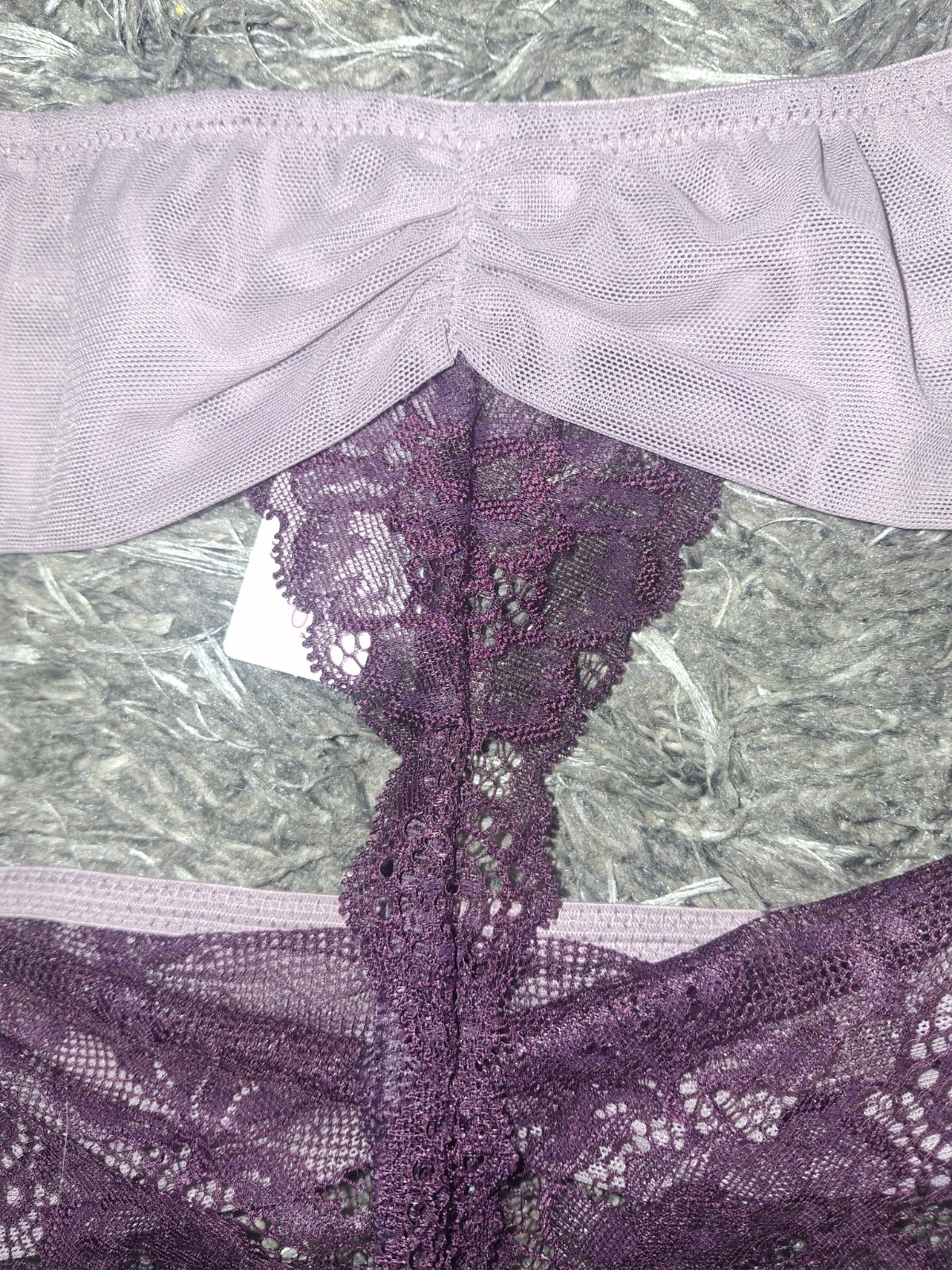 Adore Me/VS Floral Lace & Mesh Ruched Thong Panty NEW Size XL