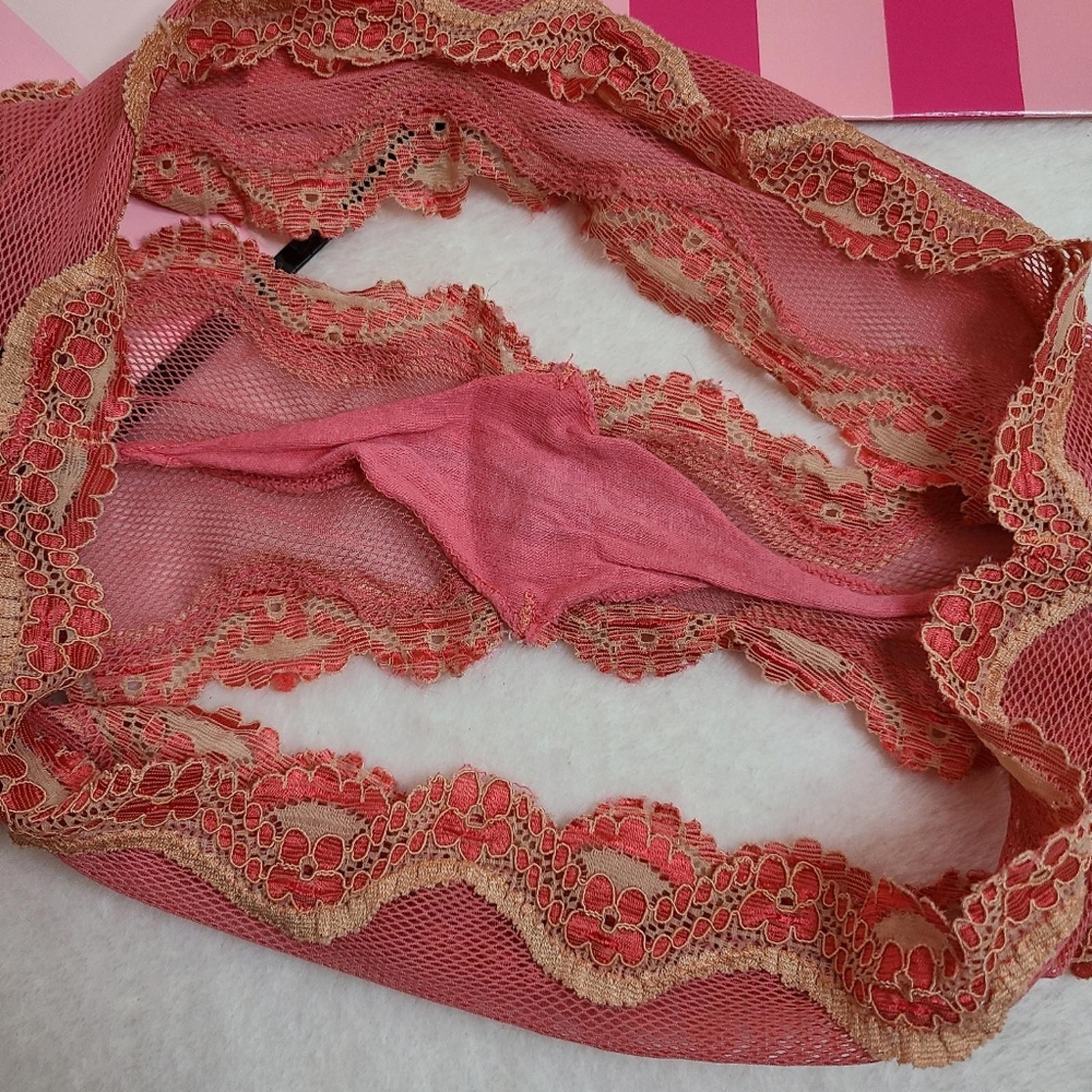 VTG VS Sexy Little Things Sheer Fishnet Lace Classic Cheeky Panty Size Lg