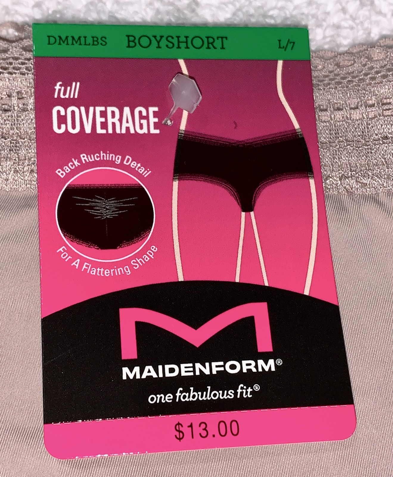 MAIDENFORM Fab Fit Full Coverage Evening Blush Boyshort Panty Womens Sz M 6 L 7