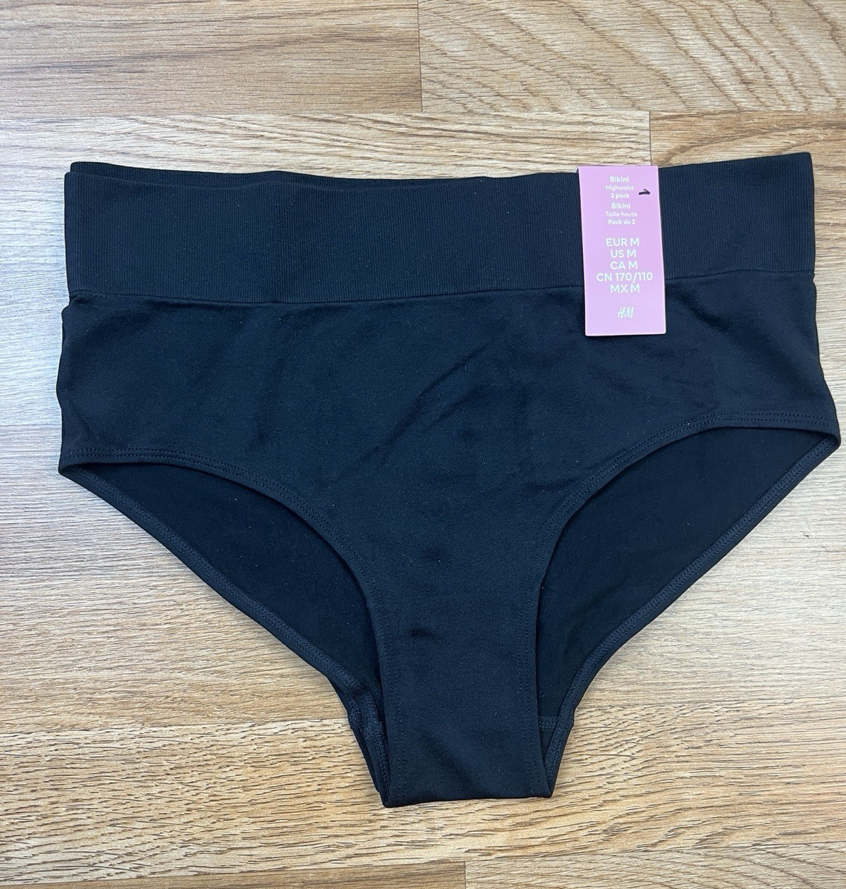 H&M 2 Pack Highwaist Bikini Panties Underwear Women’s Size Medium Black NEW