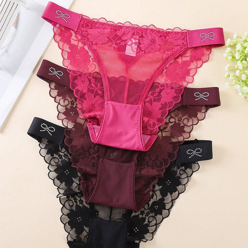 5 Pack Lot Sexy Womens See Through Sheer Lace Panties Underwear Lingeries Briefs
